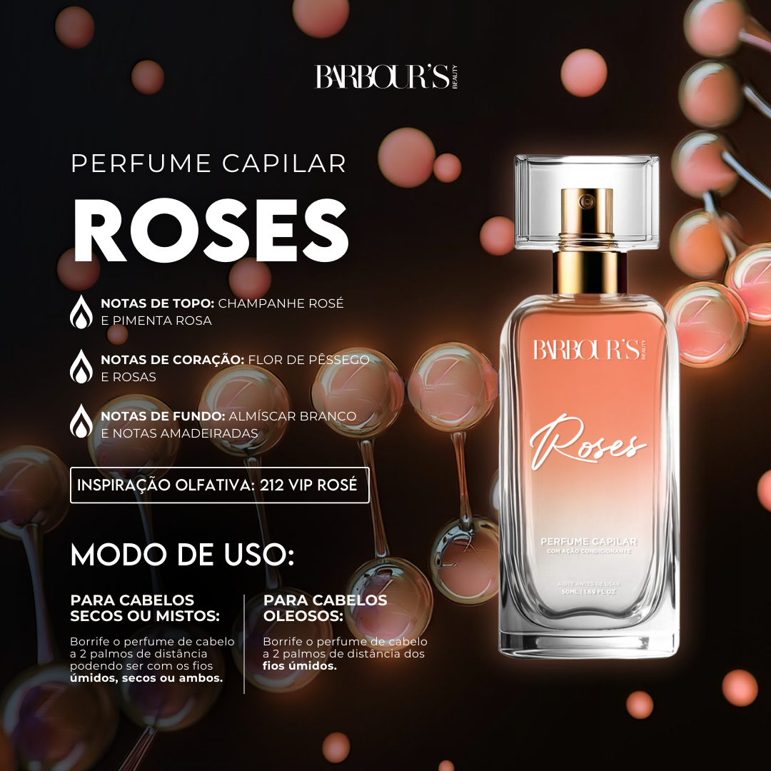 Perfume para cabelo / finalizador termoativo Roses