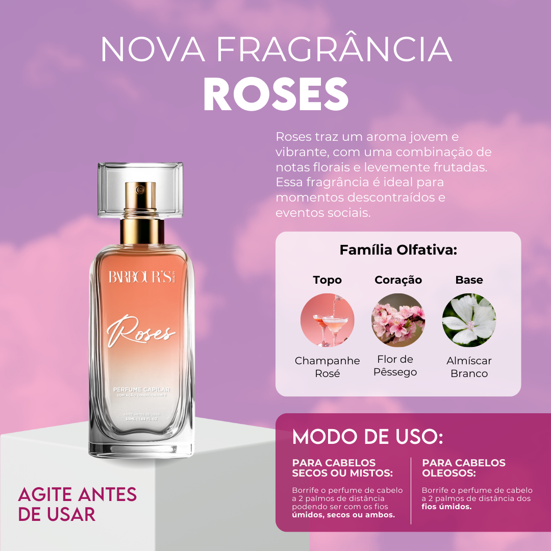 Perfume para cabelo / finalizador termoativo Roses