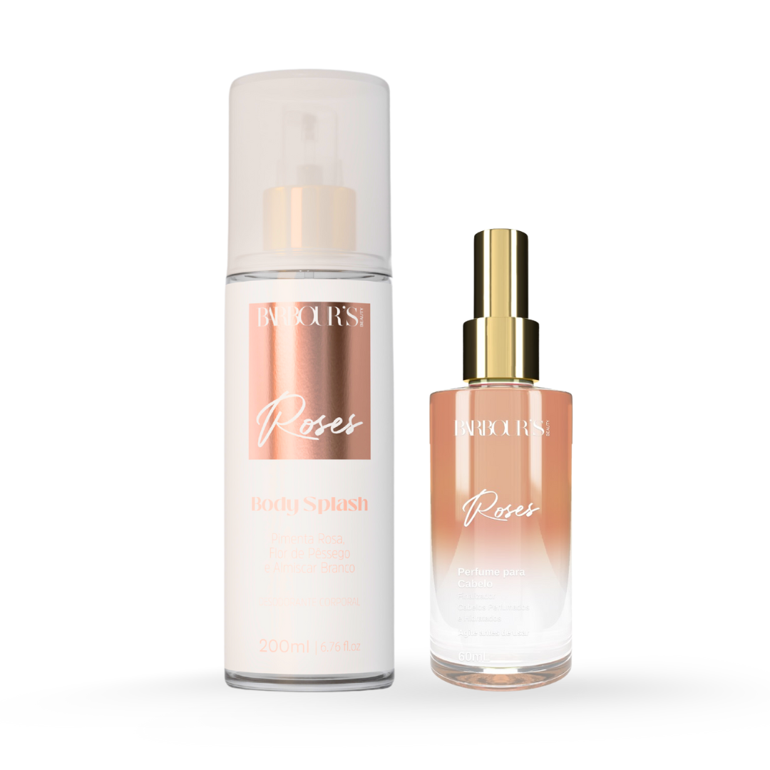 Kit Perfume de Cabelo e Body Splash - Roses (Ref. Olfativa 212 Vip Rose)