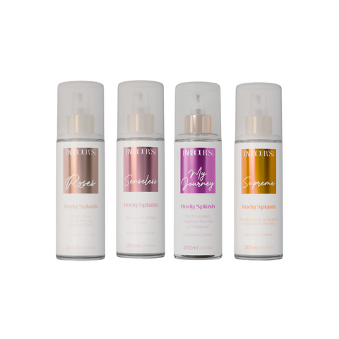 Kit 4 Body Splash Desodorante Colônia 200ml - Roses, My Journey, Senseless e Supreme
