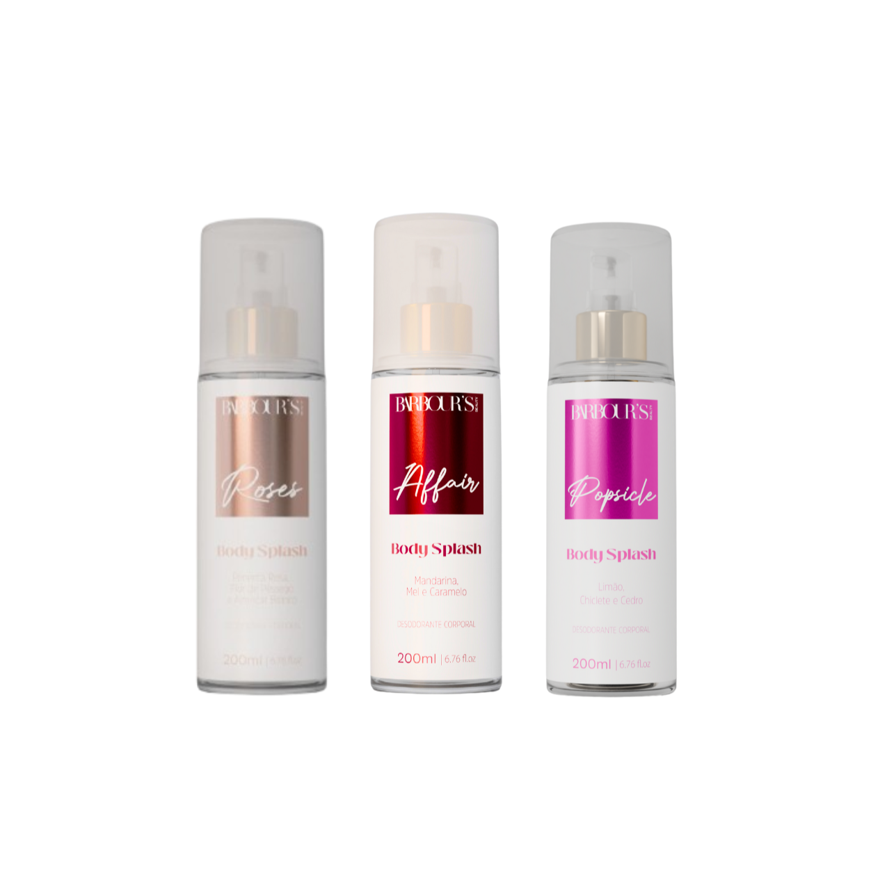 Kit 3 Body Splash Desodorante Colônia 200ml - Roses, Affair e Popsicle