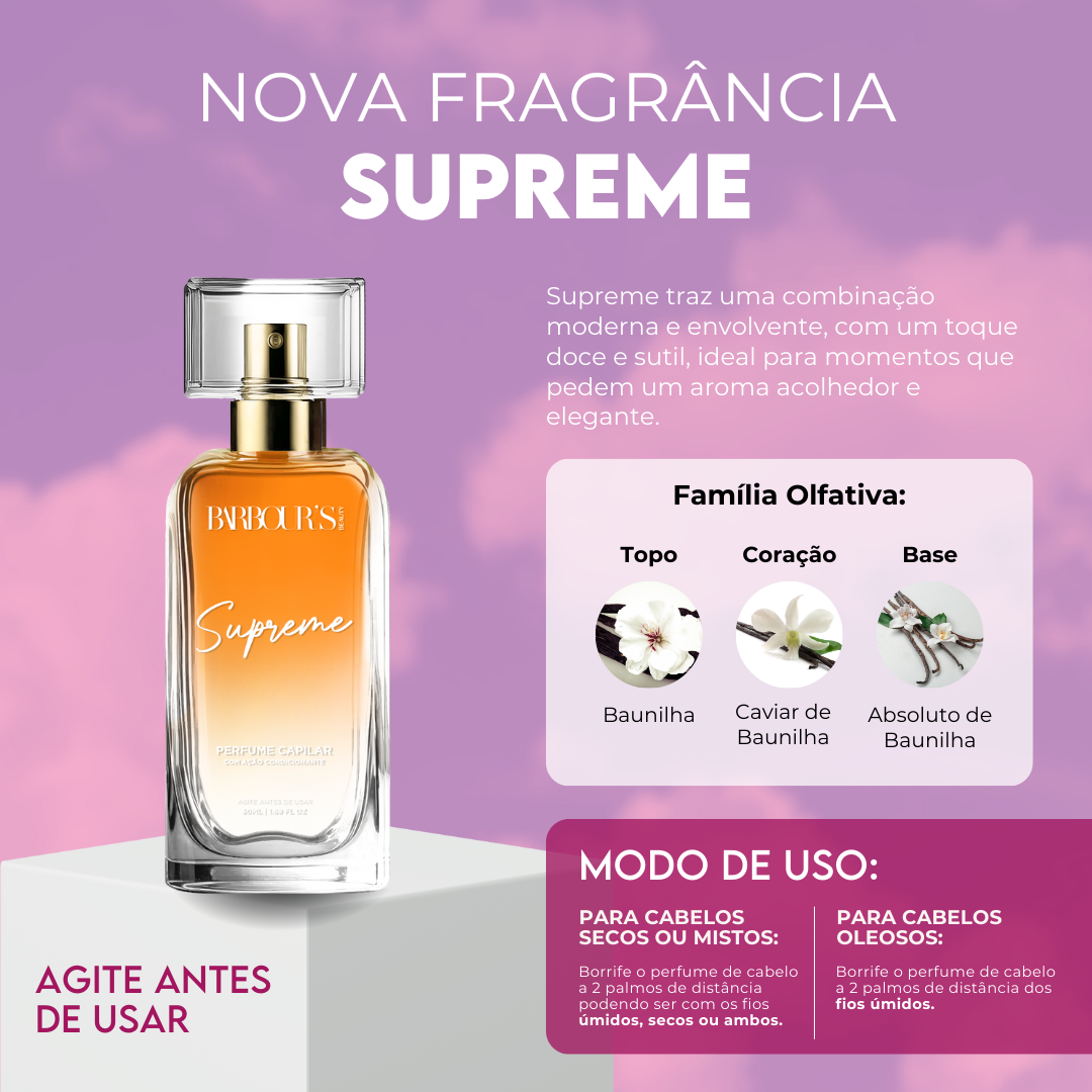 Perfume para cabelo Supreme / finalizador termoativo