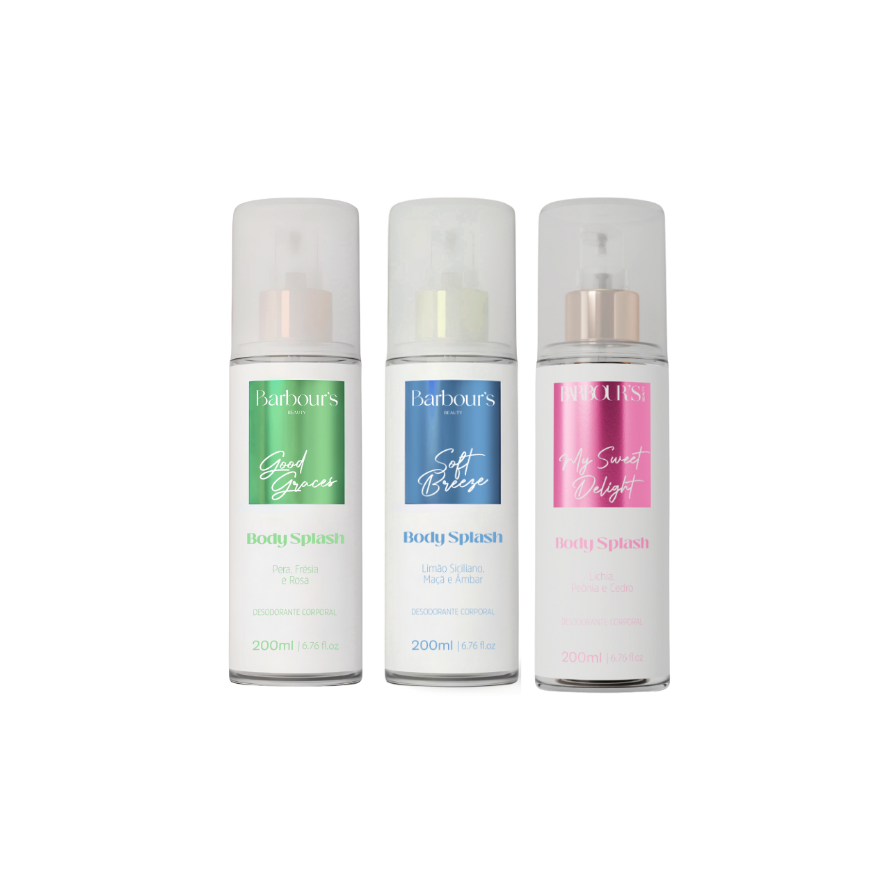 Kit 3 Body Splash Desodorante Colônia 200ml - Good Graces, Soft Breeze e My Sweet Delight