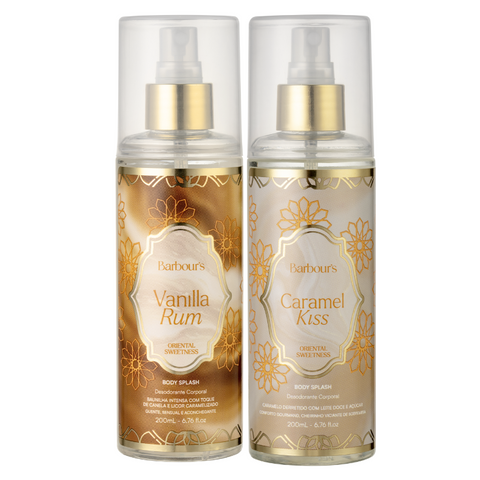 Kit 2 Body Splash Desodorante Colônia 200ml - Caramel Kiss e Vanilla Rum