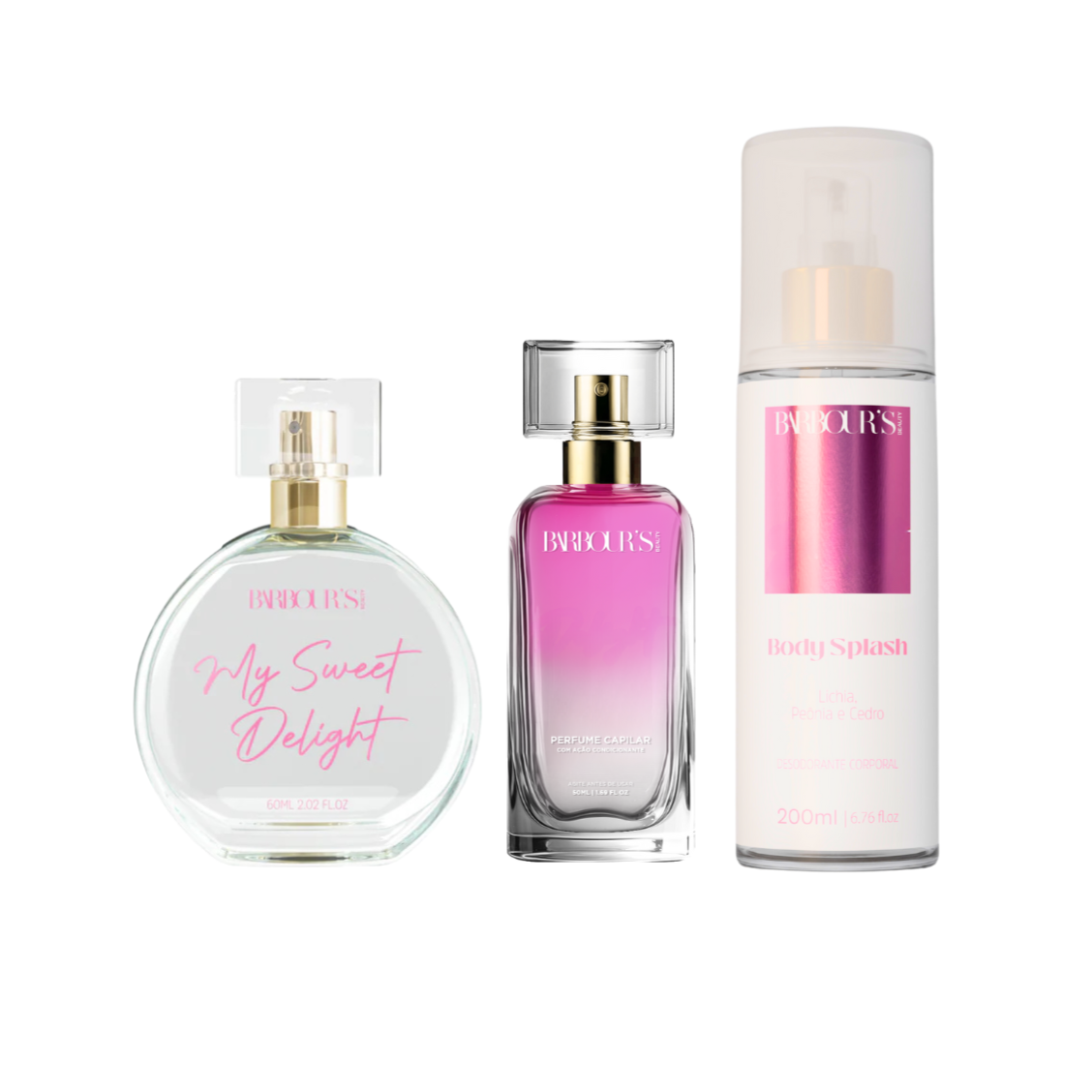 Kit Desodorante Colônia, Body Splash e Perfume Capilar My Sweet Delight