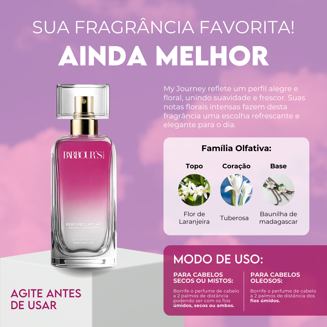 Perfume para cabelo My Journey / finalizador termoativo