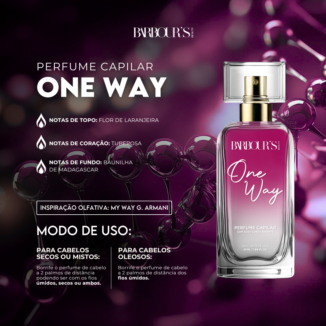 Perfume para cabelo One Way / finalizador termoativo