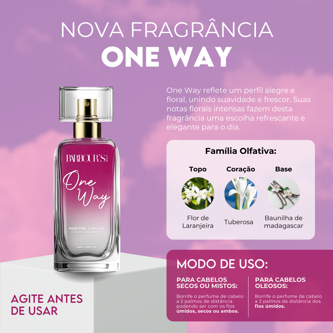 Perfume para cabelo One Way / finalizador termoativo