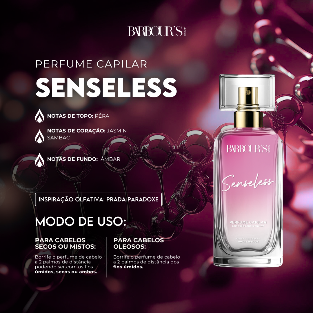 Perfume para cabelo Senseless / finalizador termoativo