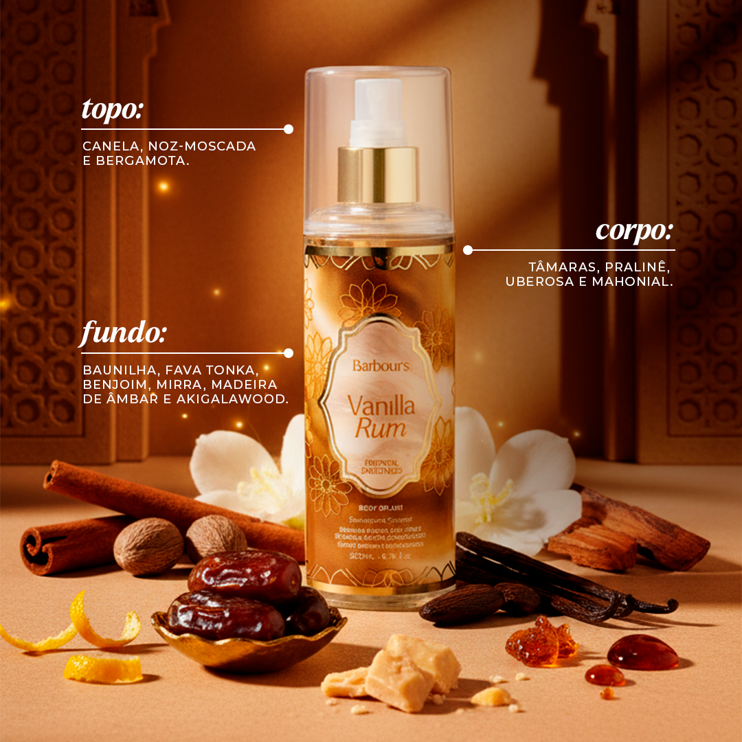 Body Splash Vanilla Rum Desodorante Colônia 200ml