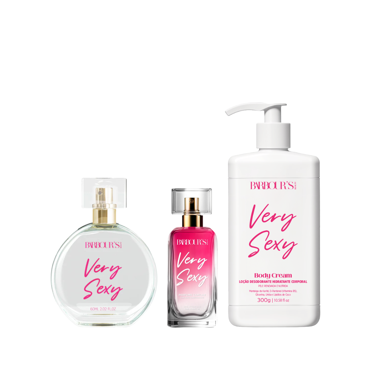 Kit Desodorante Colônia, Body Cream e Perfume Capilar Very Sexy