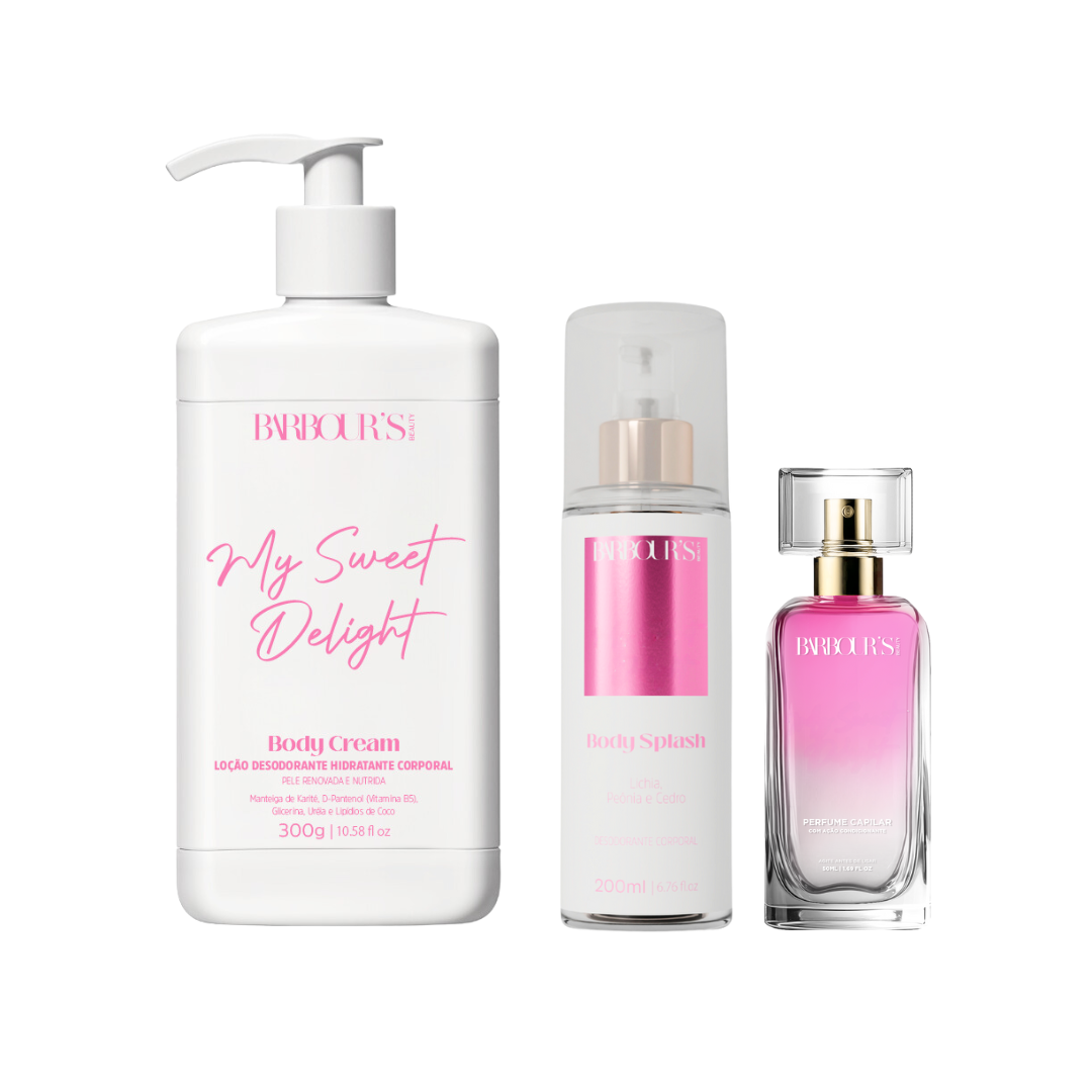 Kit My Sweet Delight - Perfume de Cabelo, Body Splash e Body Cream