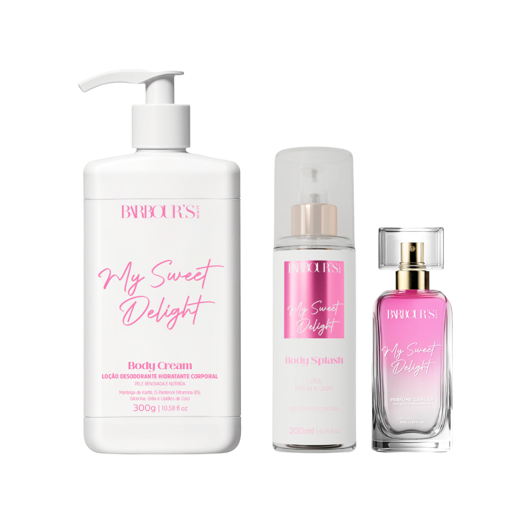 Kit My Sweet Delight - Perfume de Cabelo, Body Splash e Body Cream