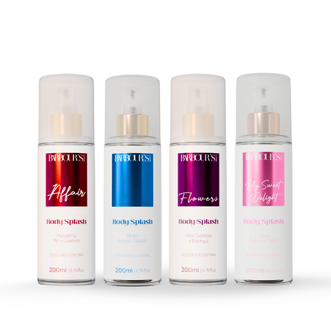 Kit 4 Body Splash Desodorante Colônia 200ml - Flowers, Affair, My Sweet Delight, Celestial Glow