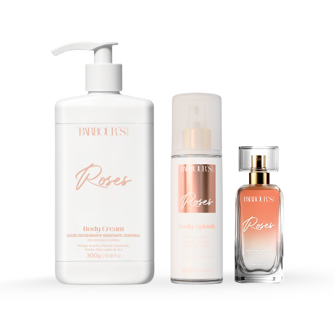 Kit Roses - Perfume de Cabelo, Body Splash e Body Cream