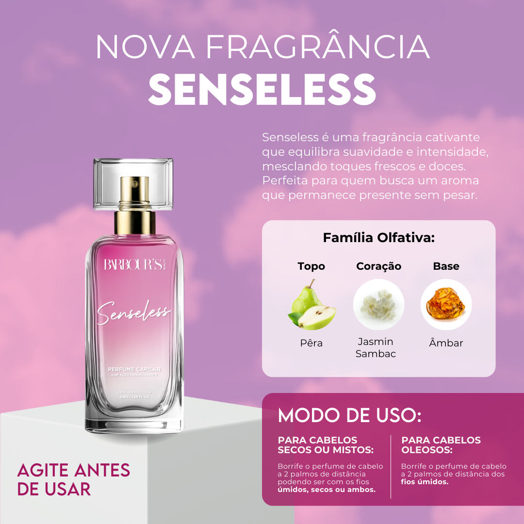 Perfume para cabelo Senseless / finalizador termoativo