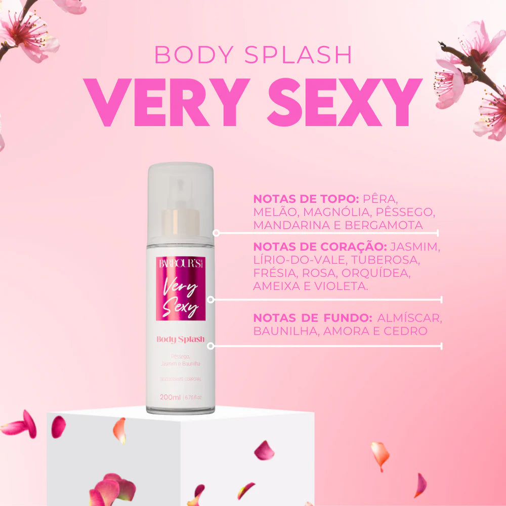 Kit 4 Body Splash Desodorante Colônia 200ml - My Sweet Delight, Living Grace, Roses e Very Sexy